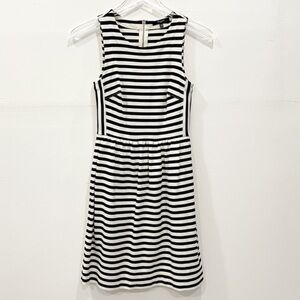 Madewell Sleeveless Fit & Flare Dress Black White XXS